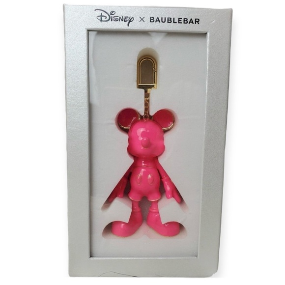 DISNEY x BAUBLEBAR Mickey Mouse Bag Charm Key Holder Pink Enamel Limited Edition - Picture 8 of 10